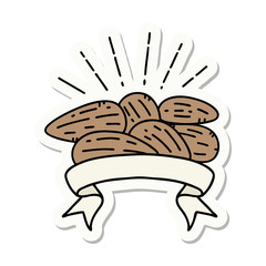 sticker of tattoo style almonds