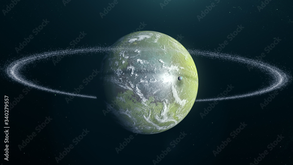 Canvas Prints green exoplanet 3d render for background