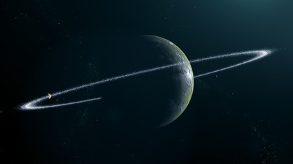 Fototapeta na wymiar Green Exoplanet 3d render for background
