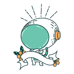 banner with tattoo style astronaut