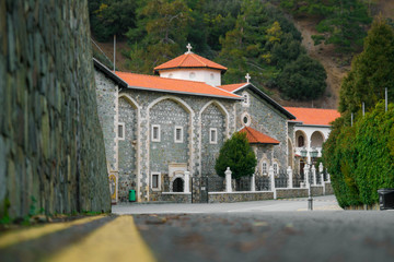 
Facade of Kykkos Monastery in the mountains