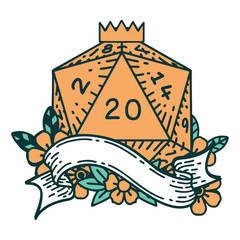 natural twenty D20 dice roll illustration