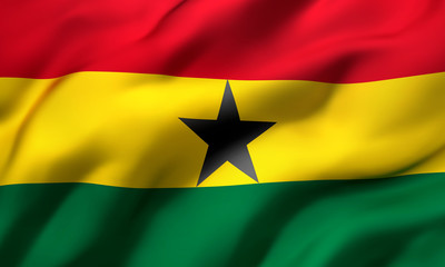 Flag of Ghana blowing in the wind