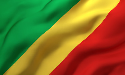 Flag of Republic of the Congo blowing in the wind