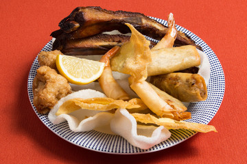 Many Asian appetizers