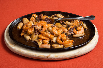 Grilled prawns and squid