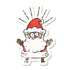 grunge sticker of tattoo style santa claus christmas character