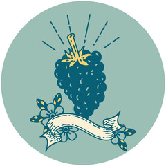 icon of tattoo style bunch of grapes