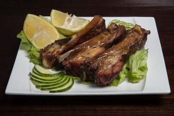 Roasted pork ribs.