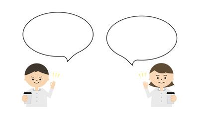 カフェ店員　吹き出し　男女