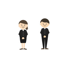 ビジネスマナー　手をそろえて立つ　男女