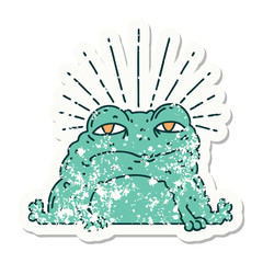 grunge sticker of tattoo style toad character