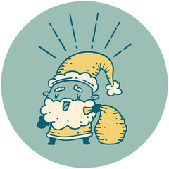 icon of tattoo style santa claus christmas character with sack