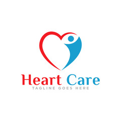 Heart Care Logo Design Vector