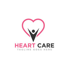 Heart Care Logo Design Vector