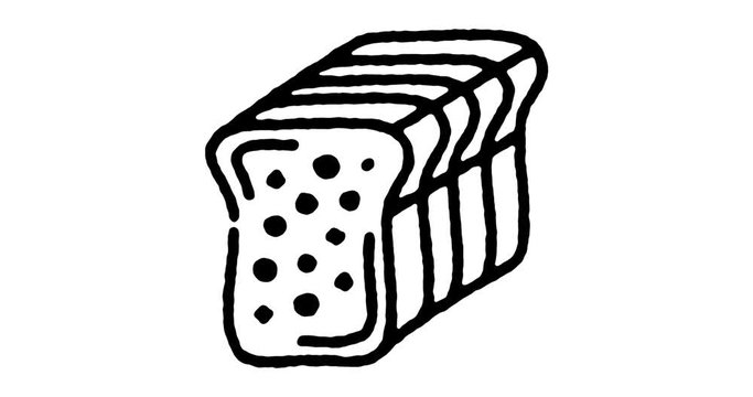 Hand drawn line icon animation for bread and butter to use as video design element. Minimalistic symbol made for motion graphic, can be used as loop item, has alpha channel.