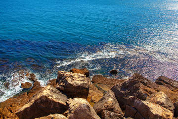 coastal natural rocks with ocean waves