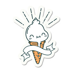 sticker of tattoo style ice cream character