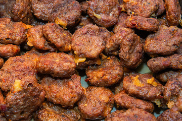 Delicious kebab on plate close up