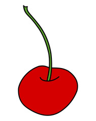 Cartoon cherry icon. Vector illustration isolated on white background.