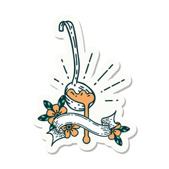 sticker of tattoo style ladle of gravy