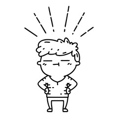 traditional black line work tattoo style happy man