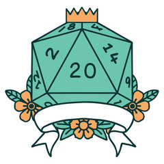 natural 20 critical hit D20 dice roll illustration