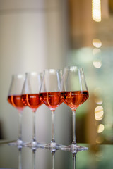 Glasses of rose wine on summer terrace