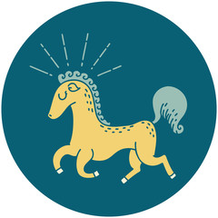 icon of tattoo style prancing stallion