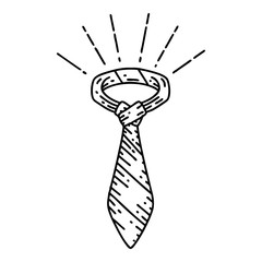 traditional black line work tattoo style office tie