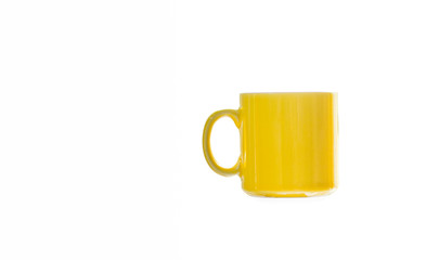 Hot coffee cup  .yellow on a white background