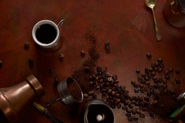coffee cup and coffee beans