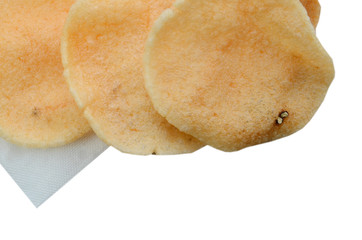 Prawn crackers isolated white