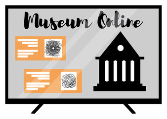 Online museum concept. Art gallery icon. Virtual art gallery or museum. Creative illustration on the white background