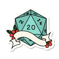 natural twenty D20 dice roll sticker