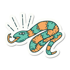 sticker of tattoo style hissing snake