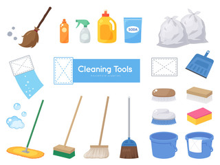 掃除道具のイラスト素材セット