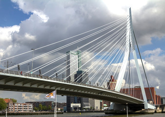 ROTTERDAM, NETHERLANDS : Erasmus bridge over the rive Maas in , the Netherlands