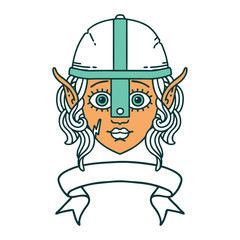 elf fighter character face with banner illustration