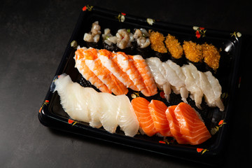 Japanese assorted sushi set from supermarket 