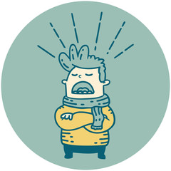 icon of tattoo style man wearing scarf