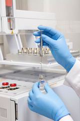 Chromatography equipment during analysis