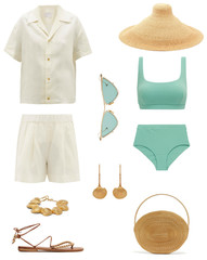 Beautiful collage of fashionable clothes, shoes and accessories for women
