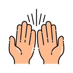 Praying hands color line icon. Prayer to god with faith and hope. Pictogram for web page, mobile app, promo. UI UX GUI design element. Editable stroke.