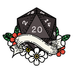 natural twenty D20 dice roll illustration