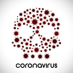 skull COVID-19. vector infographic coronavirus. Pathogen respiratory influenza covid virus cells.