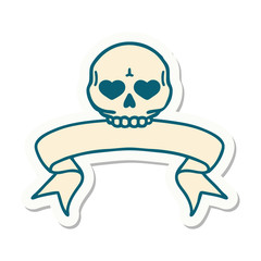 tattoo sticker with banner of a skull