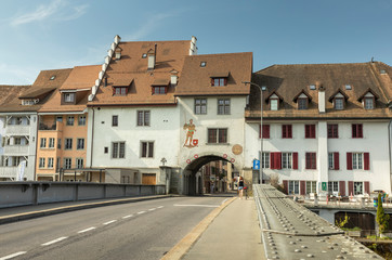 Fototapeta na wymiar Mellingen - über die Brücke