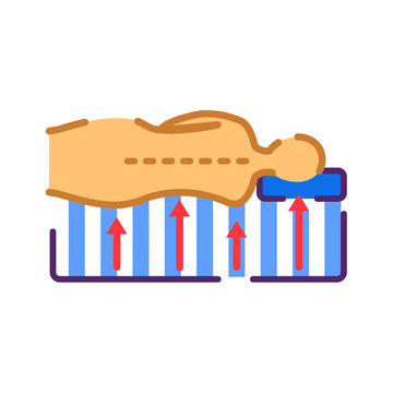 recommend clip art: Orthopedic memory foam mattress line color icon. Correct sleeping position concept. Sign for web page, mobile app, button, logo.