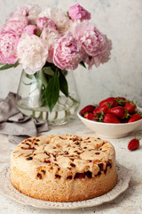Obraz na płótnie Canvas Homemade sponge cake with berries